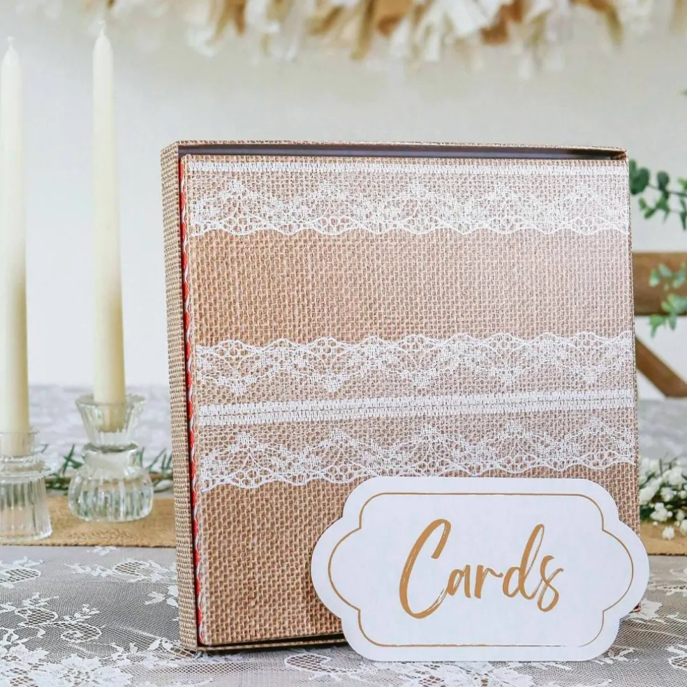 Rustic Elegance Wedding and Party Card Box - Burlap and Lace