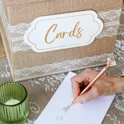 Rustic Elegance Wedding and Party Card Box - Burlap and Lace