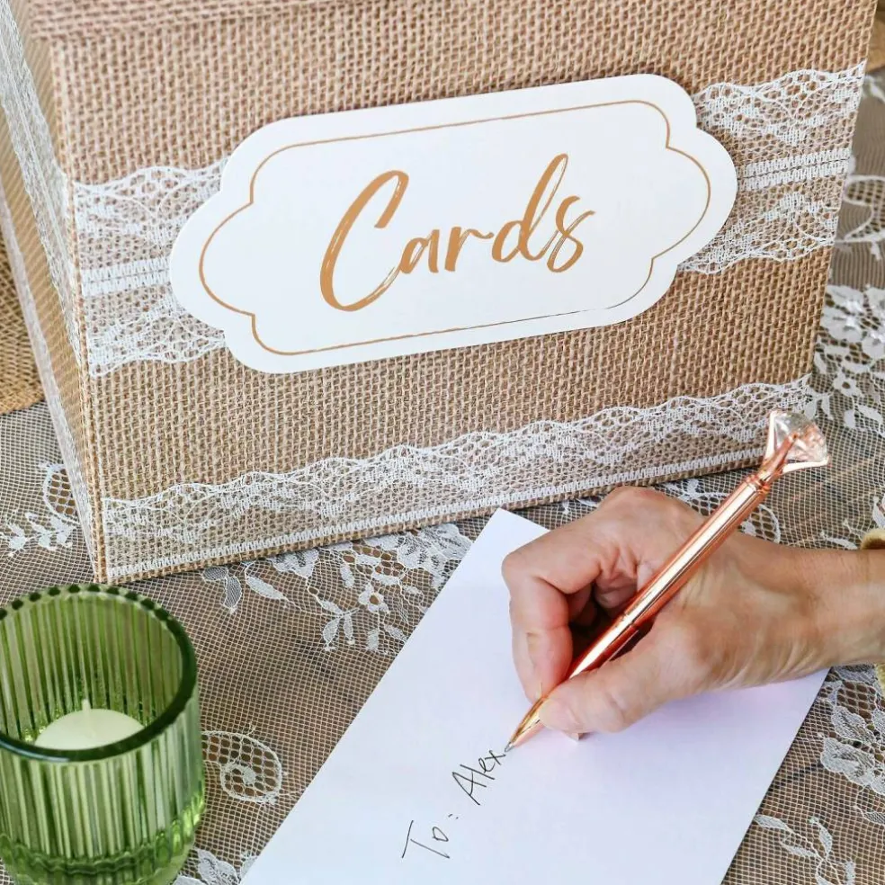 Rustic Elegance Wedding and Party Card Box - Burlap and Lace