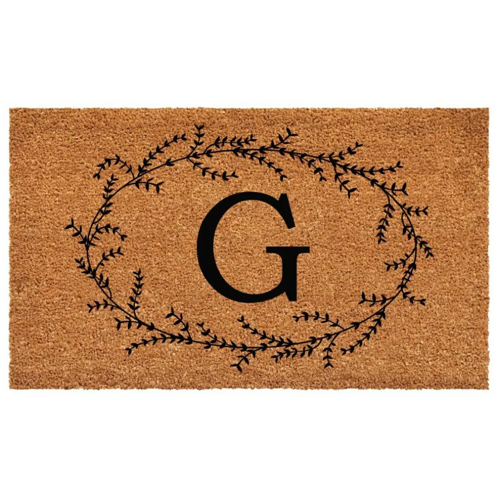 Rustic Leaf Vine Monogrammed Doormat