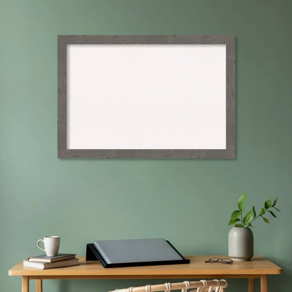Rustic Plank Narrow Framed Corkboard, White Cork