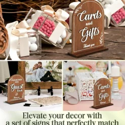 Rustic Wooden Wedding Table Signs Set of 2 Cards and Gifts Sign Please Sign Our Guestbook Wedding Reception Table Decor for Ceremony Bridal Shower Anniversary