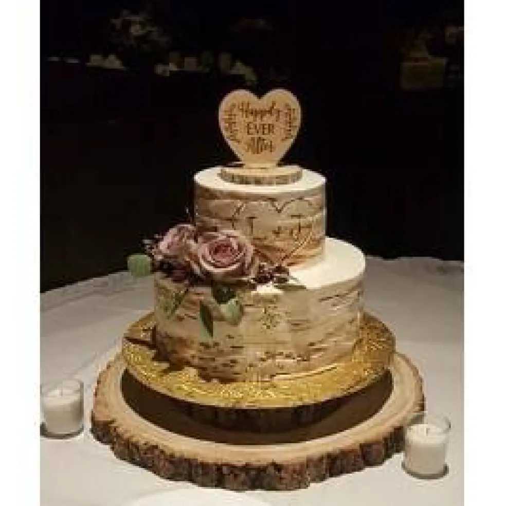 Rustic Wood Happily Ever After Wedding Cake Topper