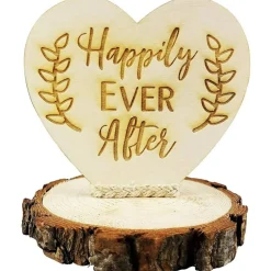 Rustic Wood Happily Ever After Wedding Cake Topper