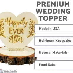 Rustic Wood Happily Ever After Wedding Cake Topper