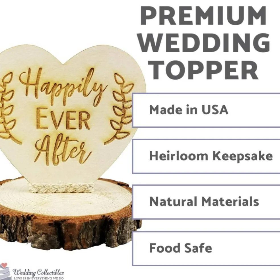 Rustic Wood Happily Ever After Wedding Cake Topper