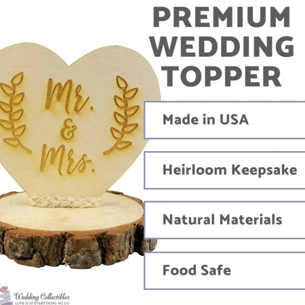 Rustic Wood Mr. & Mrs. Wedding Cake Topper
