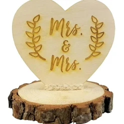 Rustic Wood Mrs. & Mrs. Gay Lesbian Wedding Cake Topper