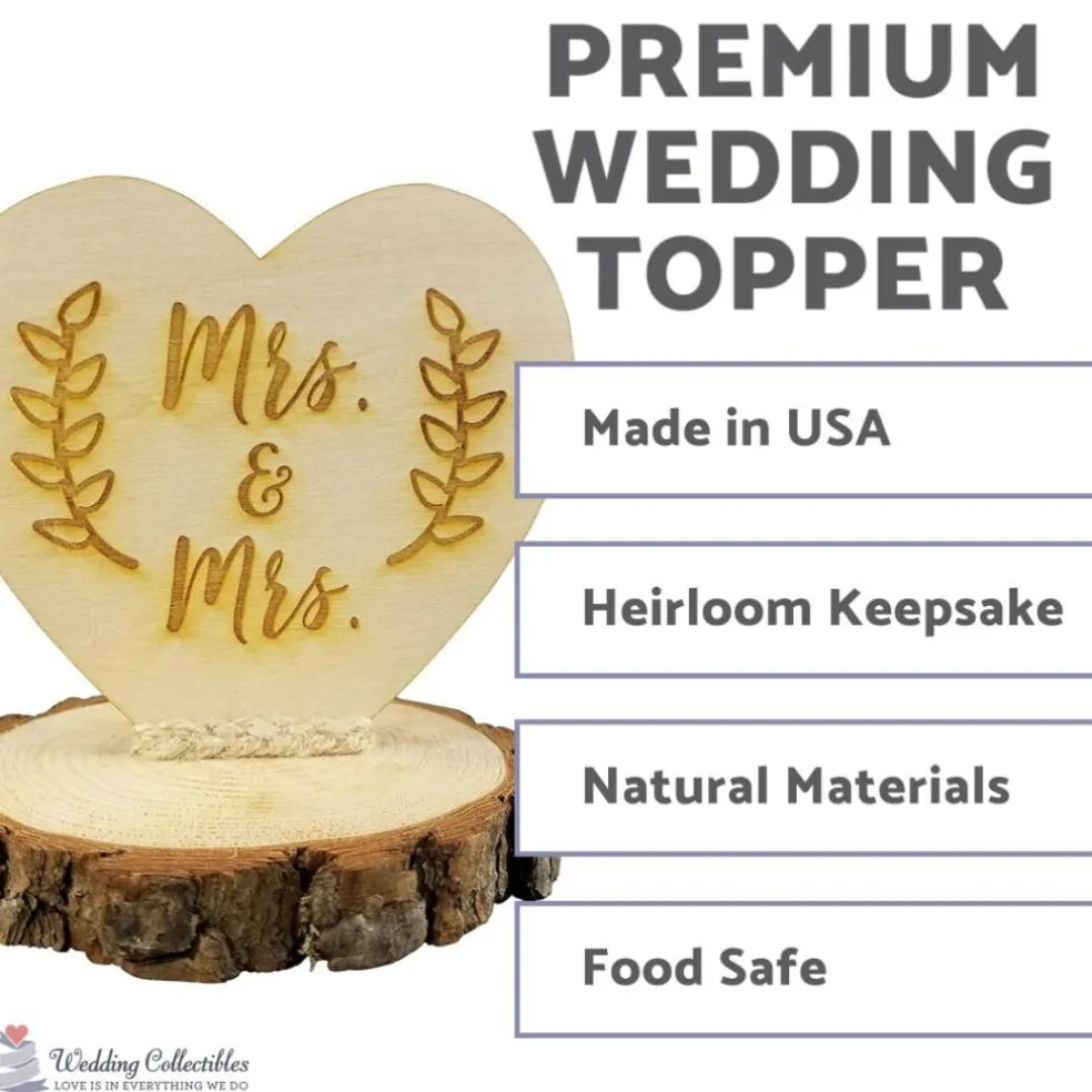 Rustic Wood Mrs. & Mrs. Gay Lesbian Wedding Cake Topper