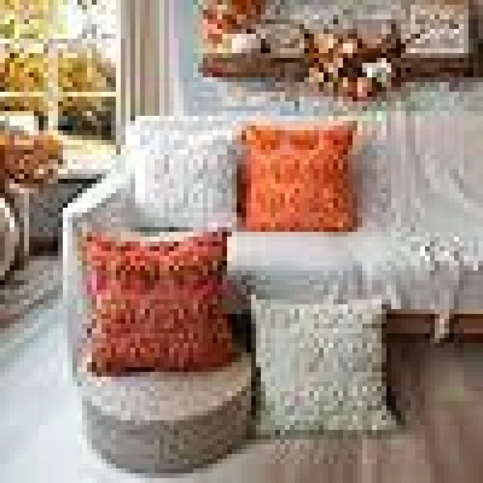 Rust Red Soft Plush Faux Fur Farmhouse Throw Cushion Cases