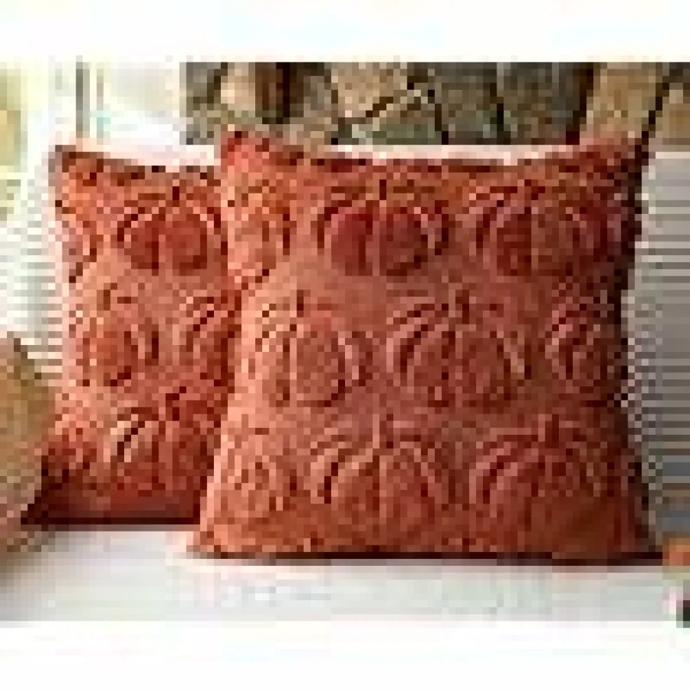 Rust Red Soft Plush Faux Fur Farmhouse Throw Cushion Cases