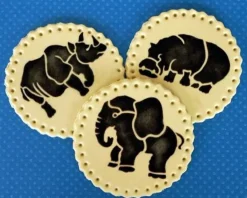 Safari Animals Cookie Set: Rhinoceros, Hippopotamus, Elephant | C829 by Designer Stencils | Cookie Decorating Tools | Baking Stencils for Royal Icing, Airbrush, Dusting Powder | Reusable Plastic Food Grade Stencil | Easy to Use & Clean Stencil