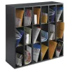 Safco 33.75 in. x 12 in. x 32.75 in. 18 Compartments Stackable Wood Mail Sorter with Adjustable Dividers - Black