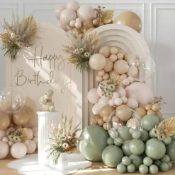 Sage Green Balloon Arch Kit 126Pcs Neutral Balloon Garland Arch Kit Include Dusty Green Sand White Tan Nude Clear Balloons for Wedding Baby Shower Gender Reveal Birthday Party Decorations