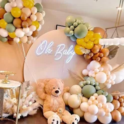 Sage Green Brown Yellow Balloon Arch Kit, Mustard Yellow, Nude, Sand White, Coffee Brown and Sage Green Balloons for Teddy Bear Baby Shower, Safari Jungle Birthday, Bee Theme, Bridal Shower and Gender Reveal Decorations