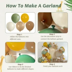 Sage Green Brown Yellow Balloon Arch Kit, Mustard Yellow, Nude, Sand White, Coffee Brown and Sage Green Balloons for Teddy Bear Baby Shower, Safari Jungle Birthday, Bee Theme, Bridal Shower and Gender Reveal Decorations