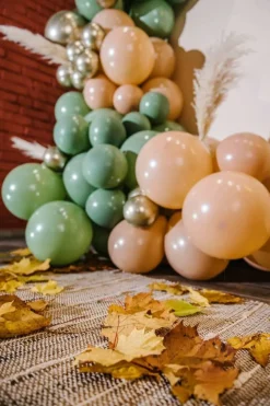 Sage Green Eucalyptus Balloons, 60PCS 10 Inch Cream Tan Brown Balloons for Rustic Wedding, Neutral Baby Shower, Bridal Shower, Garden Tea Party Decorations