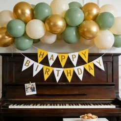 Sage Green & Gold Balloon Garland Kit – 50PCS 12 Inch Olive Green, Sand White, Metallic Gold & Confetti Balloons for Baby Shower, Birthday, Wedding, Bridal Shower & Party Decorations with Ribbon