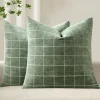 Sage Plaid Decorative Throw Pillow Covers 18x18 Set of 2