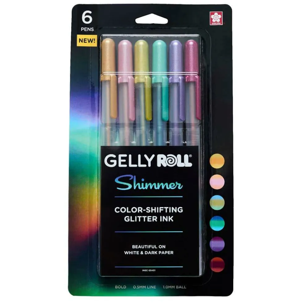 Sakura® Gelly Roll® Shimmer 0.5mm Bold 6 Color Gel Pen Set