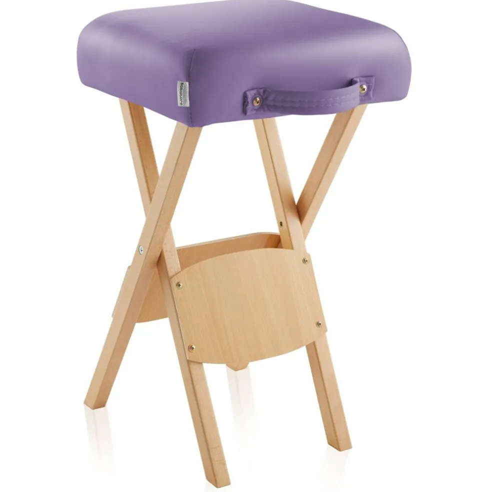 Saloniture Wood Folding Massage Stool with Carrying Case