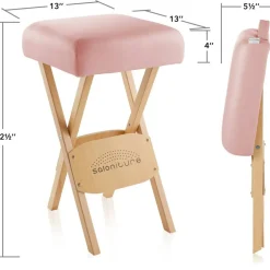 Saloniture Wood Folding Massage Stool with Carrying Case