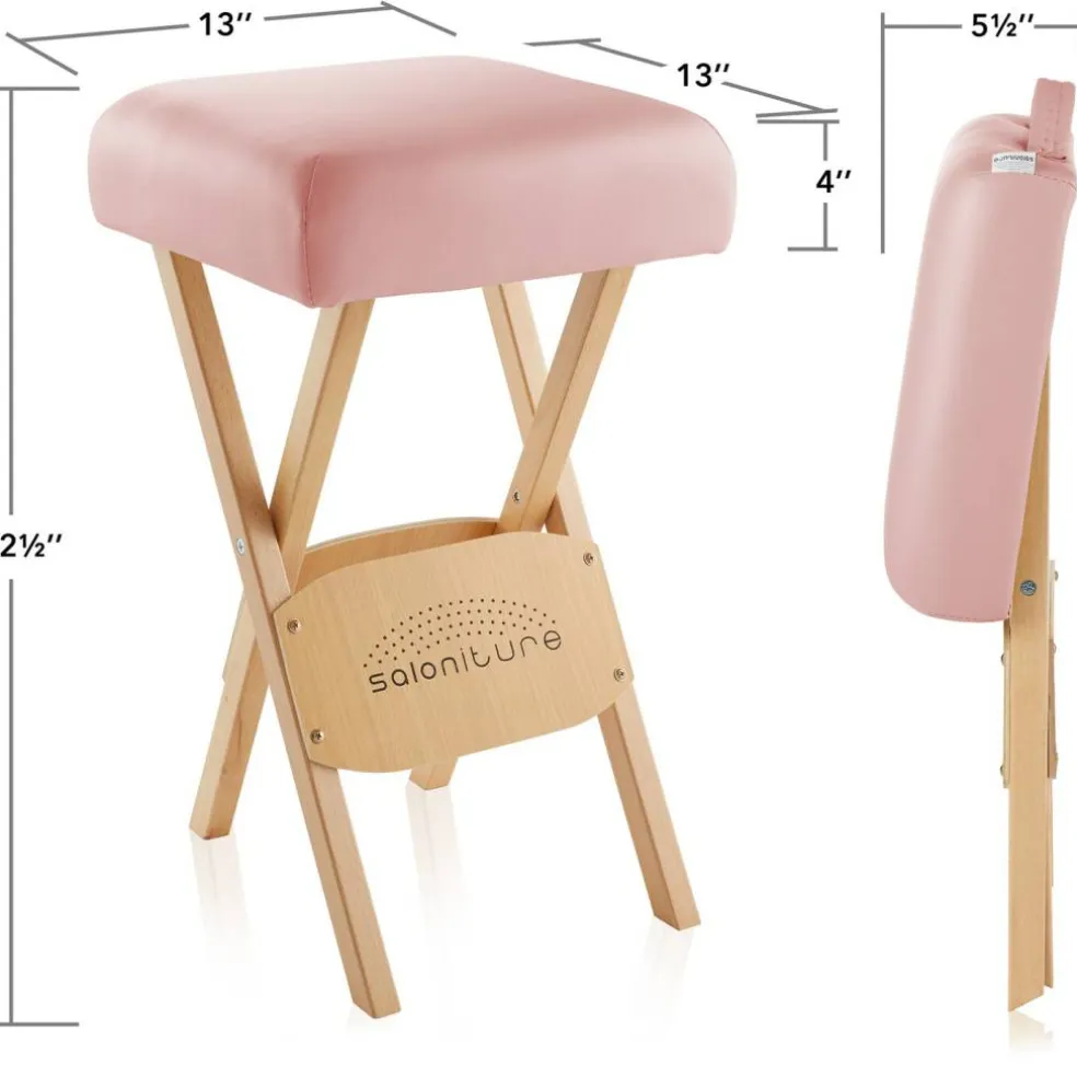 Saloniture Wood Folding Massage Stool with Carrying Case