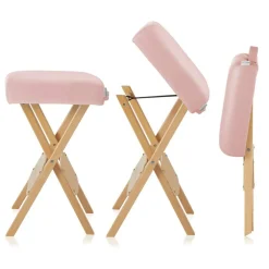 Saloniture Wood Folding Massage Stool with Carrying Case