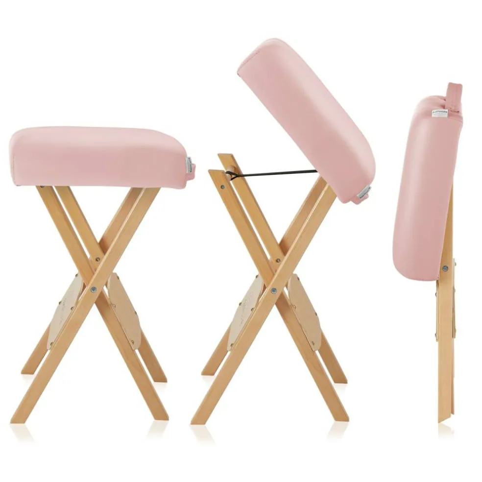 Saloniture Wood Folding Massage Stool with Carrying Case