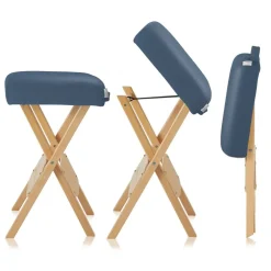 Saloniture Wood Folding Massage Stool with Carrying Case