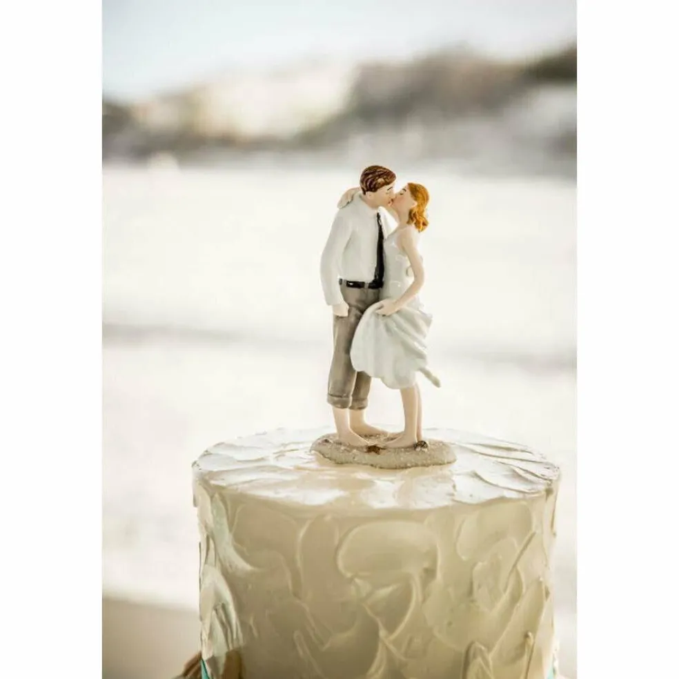 "Sand and Shells " Beach Bride and Groom Wedding Cake Topper