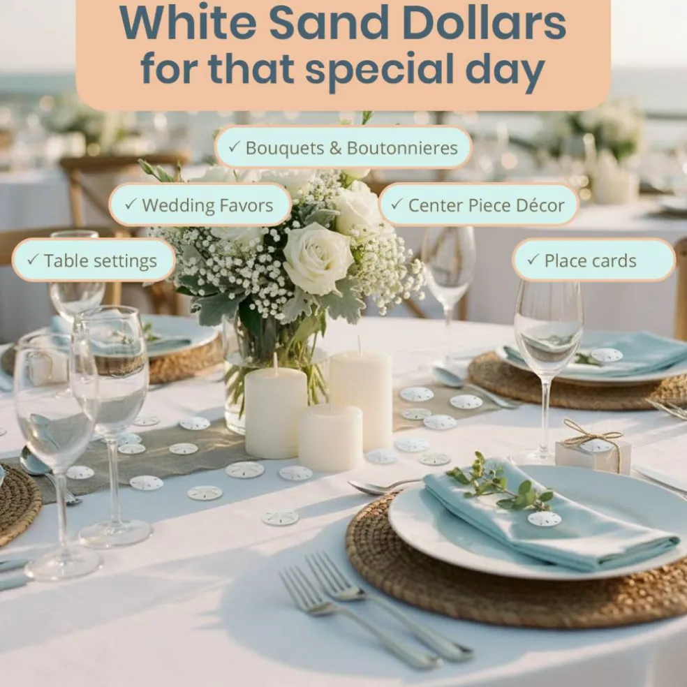 Sand Dollar Set of 200 Real Natural Sand Dollars Under 1" Small White Sand Dollar Shells