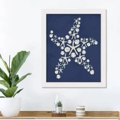 Sand Dollar Starfish White Framed Print