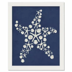 Sand Dollar Starfish White Framed Print