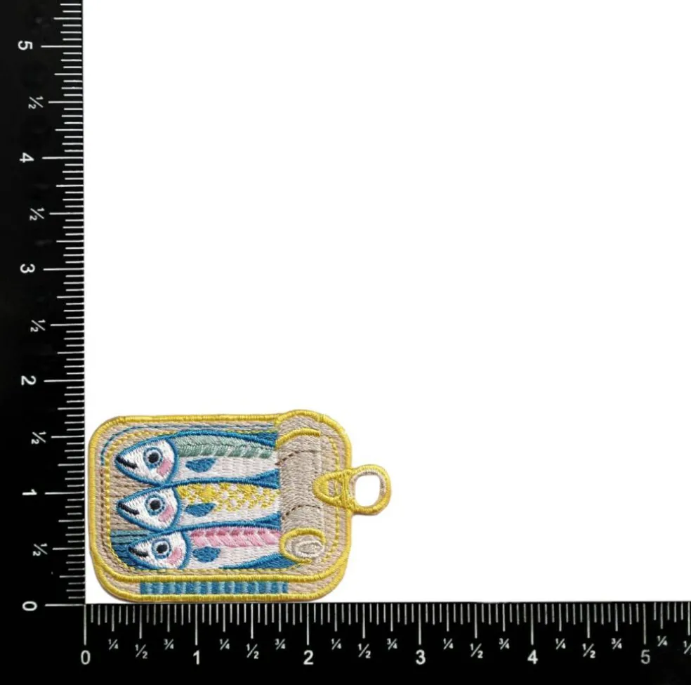Sardine Tin, Food, Fish, Embroidered, Iron on Patch