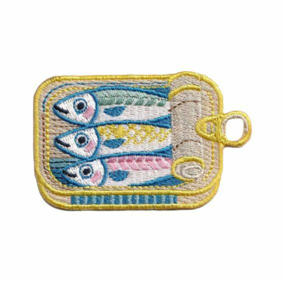 Sardine Tin, Food, Fish, Embroidered, Iron on Patch