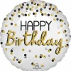 17" Satin Black, Silver & Gold Birthday Foil Balloon
