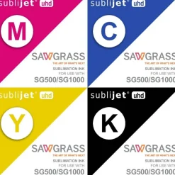 Sawgrass SubliJet UHD Inks SG500 & SG1000 4 Pack: Black, Cyan, Magenta, Yellow 609100