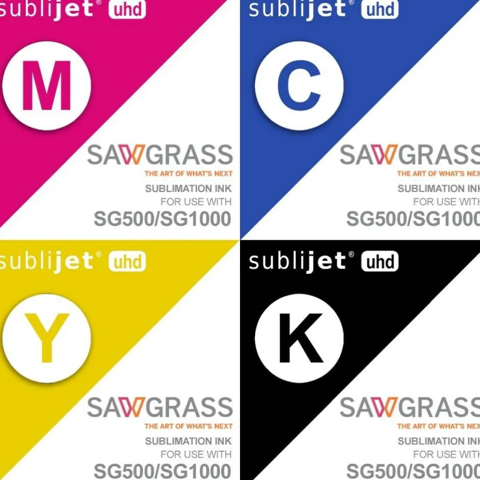 Sawgrass SubliJet UHD Inks SG500 & SG1000 4 Pack: Black, Cyan, Magenta, Yellow 609100