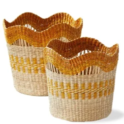 Scallop Decorative Basket - Everyday Orange, 14x14x12.5 inches, 1.15oz Capacity, Easy Spot Clean