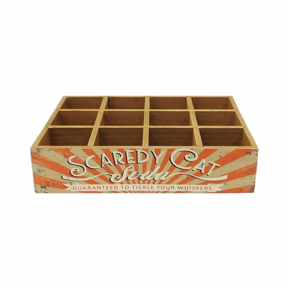 13.75" Scaredy Cat Soda Wood Bottle Crate by Ashland®