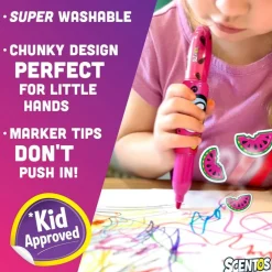 Scented Jumbo Markers 8 Pack,Fruit Scent, 8 Colors, Different Fruity, Washable Markers for Kids, Kid Approved, Non Toxic Chunky, Design for Little Hands, Back to School Classroom Supplies