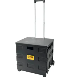 School Smart Folding Storage Cart on Wheels, Large, 16-1/4 x 13 x 13-1/2 Inches, Black