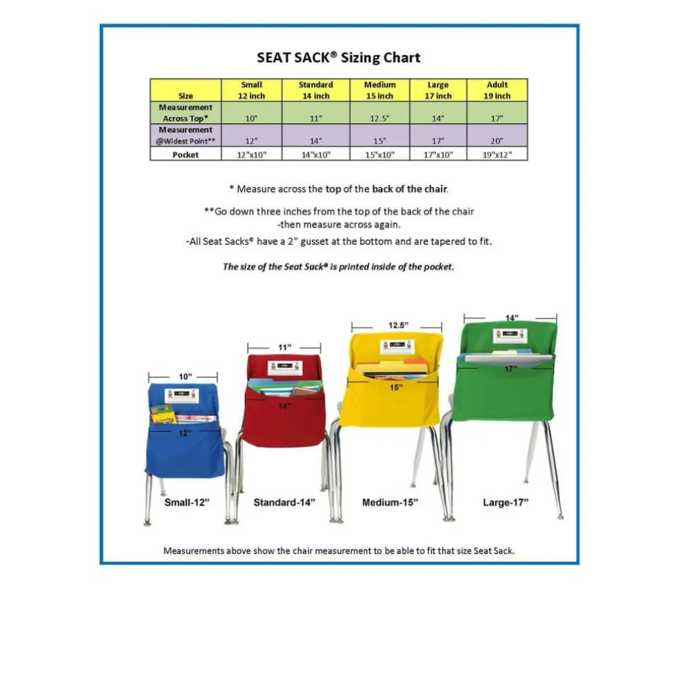 Seat Sack® Standard 14" Blue Chair Pockets, 2 ct.