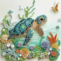 Sea Turtle Diamond Art Kits for Adults, 5D Special Shaped Diamond Painting Kit for Beginners, DIY Crystal Rhinestone Turtle Gem Art, Full Coverage Animal Wall Decor, 11.8 x 11.8 Inch