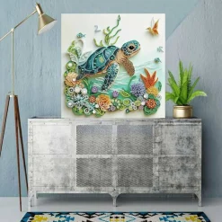 Sea Turtle Diamond Art Kits for Adults, 5D Special Shaped Diamond Painting Kit for Beginners, DIY Crystal Rhinestone Turtle Gem Art, Full Coverage Animal Wall Decor, 11.8 x 11.8 Inch