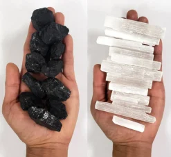 Selenite & Black Tourmaline - 1 LB to 2 LBS combo