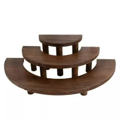 3 Semicircle Brown 3 Tier Wooden Cupcake Pedestals Dessert Display Stands