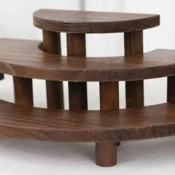 3 Semicircle Brown 3 Tier Wooden Cupcake Pedestals Dessert Display Stands