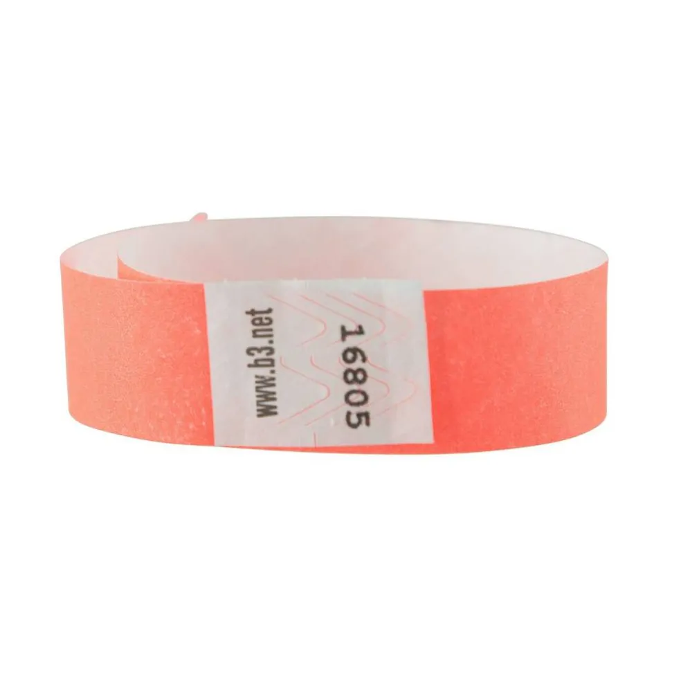 Sequentially Numbered Security Wristbands, 3/4", Orange, Pack of 100